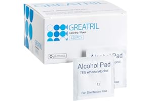 ‎GREATRIL 120 Stück Greatril Alco Desinfektionstücher Reinigung tücher mit Reisegröße Kleine Größe 6 cm x 6 cm für Hörgeräte Handy iPad Türgriff Brille Tablet PC Computer Laptop Brillenputztücher