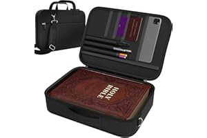 DEHITE Bible Cover Case for Women and Men – Bible Carrying Bag – | Pen Slots | Zippered Pocket | Shoulder Strap | Premium, Black, XL