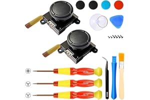 GZW-SHOP Joystick Contrôleur Analogique pour Switch Joy-Con, Remplacement Gauche et Droite Contrôleur Bascule Bâton avec Casquette (2PCS+Outils)