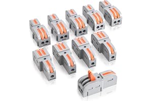 Innfeeltech 10 Stück Verbindungsklemme, 1 In 2 Out Verbindungsklemme, mit Hebel, Kabelverbinder mit 0,2-4 mm² Leiter Klemme für DIY-Projekte