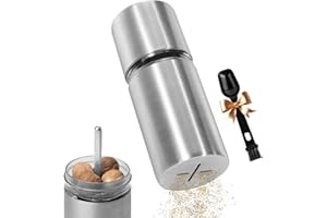 Virklyee Molinillo de nuez moscada,Molinillo manual para nuez moscada,Acero inoxidable, para especias frescas, Fácil de limpiar y adecuado para cocinar(Plata)