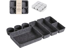 STOCOMODI Desk Drawer Organizer Trays, Felt Drawer Organizers Set, Washable Cosmetic Makeup Drawer Dividers, Storage Bins Trays for Stationery Office Dresser