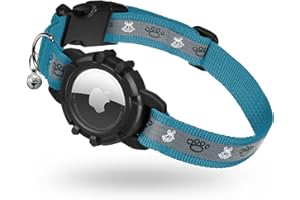 AirTag Collare per gatti Jiarui Riflettente Air Tag Collare Gatti GPS Collare con Campana, Collare per Gatti Apple Air Tag Integrato, Adatto per Gatti Cuccioli [Blu][S]