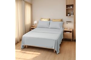 Etrexonline Juego de Sábanas 4 Piezas para Cama de 180 cm - Microfibra Suave y Transpirable, Incluye 1 Bajera Ajustable, 1 Encimera y 2 Funda de Almohada - Color Liso Gris