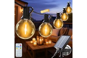 litogo Solar Festoon Lights Outdoor with Remote, 25+2 Bulbs Solar String Lights Outdoor Garden Dimmable, 30Ft/9M 8 Modes Time
