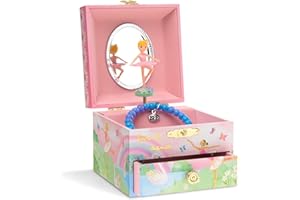 Jewelkeeper Kids Musical Jewelry Box for Girls with Spinning Ballerina - Single Pullout Drawer with Dance of the Sugar Plum Fairy Tune - Thoughtful Gift for Young Girls - 10.8D x 8.9W x 10.8H cm
