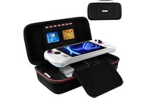 iVoler Custodia protettiva compatibile con ASUS ROG Ally X / ASUS ROG Ally / Nintendo Switch 2, custodia rigida protettiva da viaggio portatile adatta per accessori, inclusi 7 slot per sched, Nero