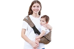 GAGAKU Nosidełko dla małych dzieci, regulowane, wyściełane, przenośne, ergonomiczne nosidełko dla niemowląt i małych dzieci w wieku 6-36 miesięcy, w panterkę