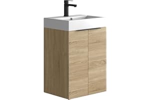 Baikal Conjunto De Mueble De Baño 45cm. Incluye Mueble con Lavabo. Melamina 16mm. Mueble MONTADO. Lavabo Encastrado. Sin Espejo 2 Puertas Bardolino