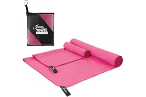 JASUEN Mikrofaser Handtuch Set-180x80cm+80x40cm Microfaser Handtücher for Sporthandtuch Reisehandtuch Outdoor Handtuch Strandtuch 2 Stück (180x80cm+80x40cm, Rosa)