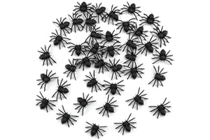 SAVITA 50 Pezzi Ragno Realistico Decorazione di Halloween, Plastica Mini Ragno Nero Realistico Ragno Spaventoso Scherzo Halloween Decorazioni Casa Stregata per Feste di Halloween Pesce d'aprile