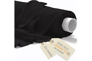 DreamRoots Stoffa cotone al metro 0.5Mx160cm 145 g/m² - Tessuti per tende a metro da interno, cucito creativo - Tessuto a metraggio, Nero