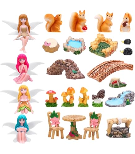 Hedgehog & Mushroom Fairy Garden Decor Set - 6-Piece Mini Figurines For Terrariums, Plant Pots & Cake Toppers