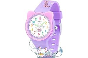 Ayybboo Reloj Infantil Niña Niño,3D Orejas de Gato Analógico Relojes de Pulsera con Agujas Luminiscentes,30M Impermeable Reloj de Aprendizaje para niños con Correa Impresa para 4-12 Años