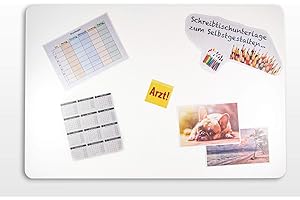 VOGT FOLIENDRUCK GMBH Schreibtischunterlage 40 x 60 cm transparent zum Selbstgestalten I Einstecken von Fotos I Bildern I Notizen I Kalender
