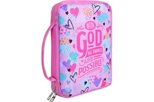 Beinou Grande housse de Bible pour femmes et filles avec poignée et poche à fermeture éclair pour fournitures d'étude de la Bible
