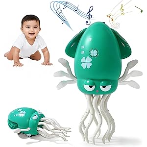 Kidology Dancing Octopus Baby Toy | Electric Crawling & Swinging Squid, Interactive Tummy Time Toy for Kids 3  Years | Musical & Sensory Fun, Birthday Gifts for Boys & Girls (Green)
