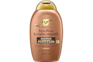 OGX Shampoing Brazilian Keratin Therapy (bouteille de 385 ml) – Shampooing lissant à la kératine Brésilienne – Soin capillaire sans parabène et sans sulfates