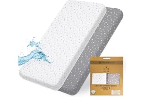 LILLY BELLY Spannbettlaken 60x120 Baby, Bio-Baumwolle GOTS 2in1-Pack mit 2 Wasserdichten Bettlaken, Verwendet anstelle von Matratzenschoner für Kinderbetten, kompatibel mit Allen Beistellbetten