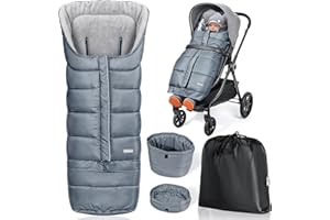 Orzbow Sacco Passeggino Universale Invernale, Lunga Coprigambe Passeggino Universale con Cerniera, Impermeabile, File, Lunghezza Regolabile, Antiscivolo, Facile da Usare, Caldo, 97/117 * 44cm, Grigio