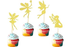 Arthsdite Pack of 48 Flower Fairy Cupcake Toppers Angel Fairy Pixie Cupcake Picks Pre-Assembled Ballet Dancer Toppers for Birthday Bridal Shower Baby Shower Wedding Decoration- Gold Glitter