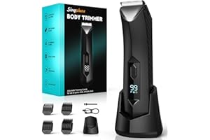 Singphere Tondeuse Corps Homme, Tondeuse intime homme pour 4 parties intimes avec lumière LED et écran, Rasoir intime avec peignes Limite, IPX7 pour une utilisation humide/sèche pour Aisselles,Membres