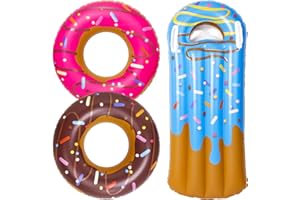 olyee 3pcs Donut Pool Floats, lustige Aufblasbare Schwimmring Tubes, Bunte Pool Floats Sommer Strand Pool Spiel Spielzeug für Mädchen Jungen(Donut Schwimmt)