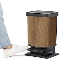 Rotho, Paso, Waste bin 20l with pedal and lid, Plastic (PP) BPA-free, silver hexagon, 20l (29.2 x 26.7 x 45.7 cm