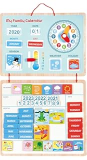 children's educational wooden calendar clock toy