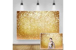 Renaiss 3x2m Gold Bokeh (No Glitter) Fotohintergrund Goldene Partikel Speckle Vinyl Fotografie Hintergrund Hochzeit Geburtstag Party Dekor Kinder Erwachsene Portrait Foto Requisiten