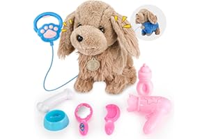 GuKKK Peluche Gatto Gioco Interattivo, Elettronico Pet Giocattolo Per Robot Gatti Per Bambini Che Abbaia, Per Bambini Che Abbaia e Cammina, Regali di festival per Bambinis 2 3 4 Anni (Marrone)