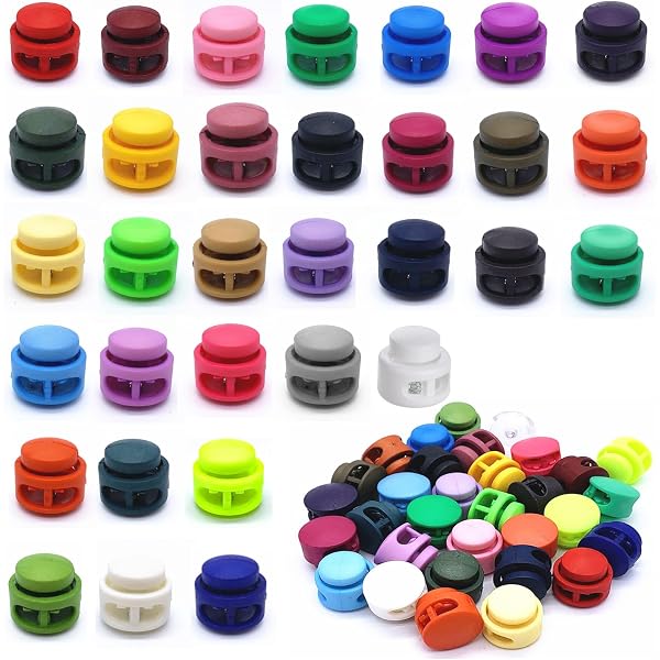 MirraSwit 100 Pièces Stop-Cordons Colorés + 15 M Corde – Bouchons à Ressort Multicolores Pour Lacets, Sacs, Vêtements & Artisanat (10 Couleurs)