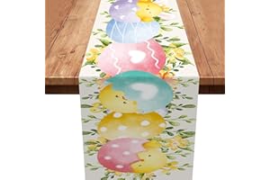 XINVERY Easter Eggs Table Runner,Flower Easter Table Runner Spring Kitchen Dining Table Decoration for Home Party Decor Indoor Outdoor 13x72 Inch