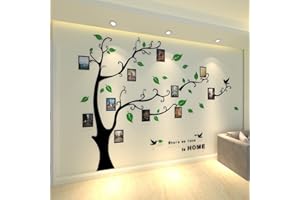 AIVORIUY 3D Adesivi Murali Albero Della Vita da Parete, Fai da te Cornici Foto Sticker Decorazioni Murale per Soggiorno Asili Nido Bambini Stanze Camera da Lett (XL: 276x200cm, Foglie Verdi L)