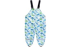 Hinzonek Kids Rain Trousers Waterproof Mud Suspender Rain Bib Dungarees Over Pants Snowsuit for Boys Girls Outdoor