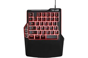 The G-Lab Keyz Thorium klawiatura gamingowa jedną ręką, 38-klawiszowa mini klawiatura gamingowa RGB, 3 konfigurowalne makra, mechaniczna klawiatura sensacyjna do PC, PS5, Xbox- Nowość