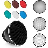 Neewer Réflecteur Standard 18 Cm + Grilles Nid D'Abeille 20°/40°/60° Pour Bowens Mount - Kit Parfait Pour Studio Photo Flash