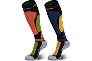 Muezna 2 Paar Merinowolle Skisocken, Herren Damen Knie-Hochleistungs-Thermosocken für Winter, Schnee, Snowboarden, Outdoor-Sport, Jagd