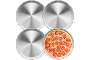 Onezebra Lot de 4 moules à pizza en acier inoxydable - 23 cm - Extra épais - Plaque de cuisson et vaisselle de camping - Passe au lave-vaisselle - Polyvalent pour pizza, salade, gâteau - Argenté