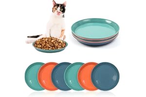 OUZHOU 6 Pcs Cat Bowls Cat Food Dish, Wide Shallow Cat Food Dish Wet Food Flat Whisker Fatigue Free, Cat Food Bowl Dishes for Food and Water for Kittens and Short Legged Cats, Microwave Dishwasher Safe