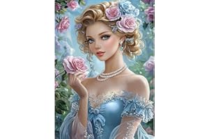 MAXBYE 5D DIY Kits de Peinture Diamant, Femme Élégant Diamond Painting Adulte, Rose Rose Diamond Art Kits Strass Point de Croix Cristal Painting pour Maison Décor Cadeau 30x40 cm