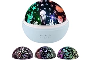 Moredig Baby Lights Projector, Roating Sensory Lights with 8 Lighting Modes, 4 Projection Themes Night Light Porjector for Kids, Sensory Toy Gifts for Baby Girls Boys - Blue