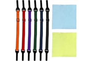 TAFACE 6 Elastycznych Sznurków do Okularów z 2 Ściereczkami do Czyszczenia - Regulowane, Antypoślizgowe Paski, Akcesoria dla Mężczyzn, Kobiet, Dzieci (6 Kolorów)