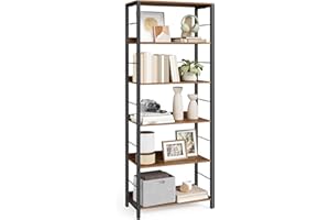 ‎VASAGLE VASAGLE Bücherregal 6 Ebenen, Regal, Aufbewahrungsregal, 30 x 60 x 178 cm, mit Rückplatten, für Wohnzimmer, Arbeitszimmer, Homeoffice, Industrie-Design, vintagebraun-tintenschwarz LLS118B01