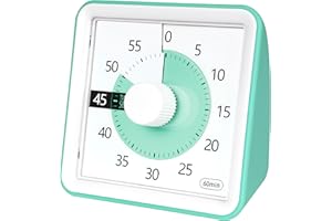 TWENTY5 SEVEN Minuteur de Compte à rebours de 7,6 cm avec Couvercle Amovible ; minuterie visuelle de 60 Minutes et 1 Heure avec étui de Protection, Outil pédagogique, réunion, Compte à rebours pour Enfants, Menthe