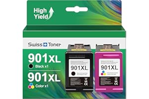 swiss toner 901xl Kompatibel für HP 901 Druckerpatrone für HP Officejet 4500 AIO Series,HP Officejet J4680,HP Officejet J4580(Schwarz,Farbe)