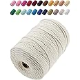 GOHOF Macrame Cord 3mm x 328yards Natural Macrame Cotton Rope Colored Macrame Rope Soft Cotton Cord Macrame Supplies Craft Rope Macrame Yarn for Plant Hanger Wall Hanger Dreamcatcher (Beige)