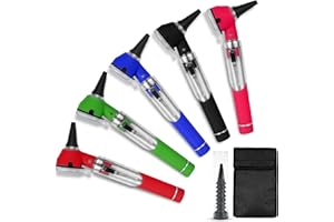 PURE SHARP Compact Fiber Optic Otoscope Kit | 2.5V Halogen Light | Magnifying Lens | 2.5X Magnification | Portable ENT Diagnostic Set with Free Specula and Carry Pouch (Green)