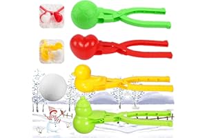HUIFENGJIE Pince à Boule de Neige, jouets de jeu de neige d'hiver 4 pièces, Clip Boule de Neige, Fabricant de Boules de Neige en Plastique, jouet de plage avec poignée, Pinces à Boules de Neige, Snowball Maker