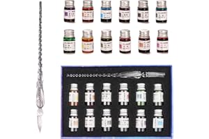 AOKUY Zestaw długopisów do kaligrafii, 12 kolorowych atramentów, zestawy kaligrafii do sztuki, pisania, podpisu, dekoracji, prezent, srebrno-czarny